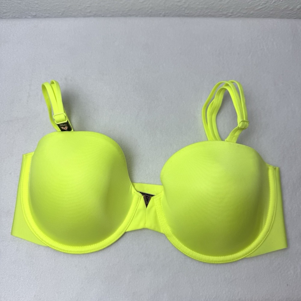 New Victorias Secret Multiway Strapless Bra Women 36D Neon Yellow Adjustable
